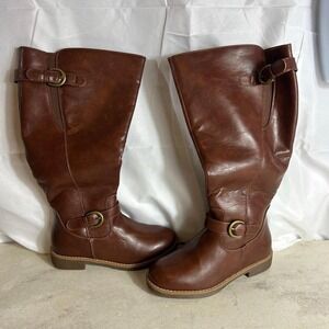 Brown wide calf riding boots size 7X womens